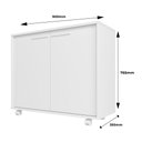 Ver imagem 3 de Balcão Multiuso 2 Portas 1 Prateleira com Rodízios Branco