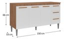 Ver imagem 4 de Balcão Cozinha Madeira Joia 1.50m Madeirado / Branco