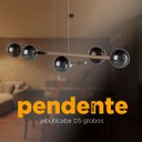 Ver imagem 3 de Pendente Lustre de Teto Jabuticaba de Alumínio Bronze com 5 Globos Vidros Fume Decoração Casa