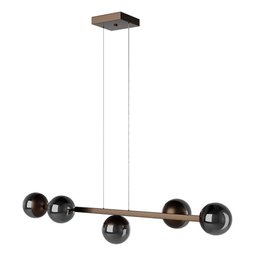 Pendente Lustre de Teto Sala de Jantar Jabuticaba com 5 Globos Vidro Especial Alumínio - Bronzefume - 3