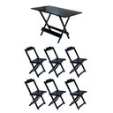 Ver imagem 1 de Conjunto Mesa De Madeira Dobravel 120X70 Preto 6 Cadeiras - Preto