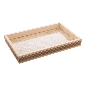 Bandeja de Madeira com Sisal e Bambu Bege 45x30x4cm