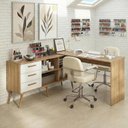 Ver imagem 2 de Mesa de Manicure Profissional de Canto em L com 3 Gavetas Jady Multimóveis Mp6042 Madeirado/branco