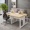 Ver imagem 1 de Plataforma de Trabalho 4 Lugares Pé Metal 180cm x 120cm Macadâmia com Branco F5