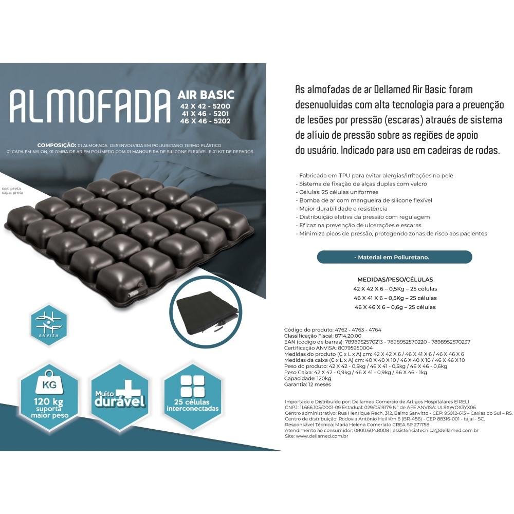 Almofada Inflável Air Basic Anti Escaras para Cadeira de Rodas 42x42 Cm 25 Células Dellamed - 10