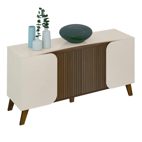 Buffet 4 Portas Elegance Cor Off White/pinho - Artely