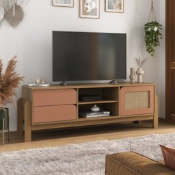 Rack para Tv até 60 Polegadas com Impressão em Palha Nature - 1
