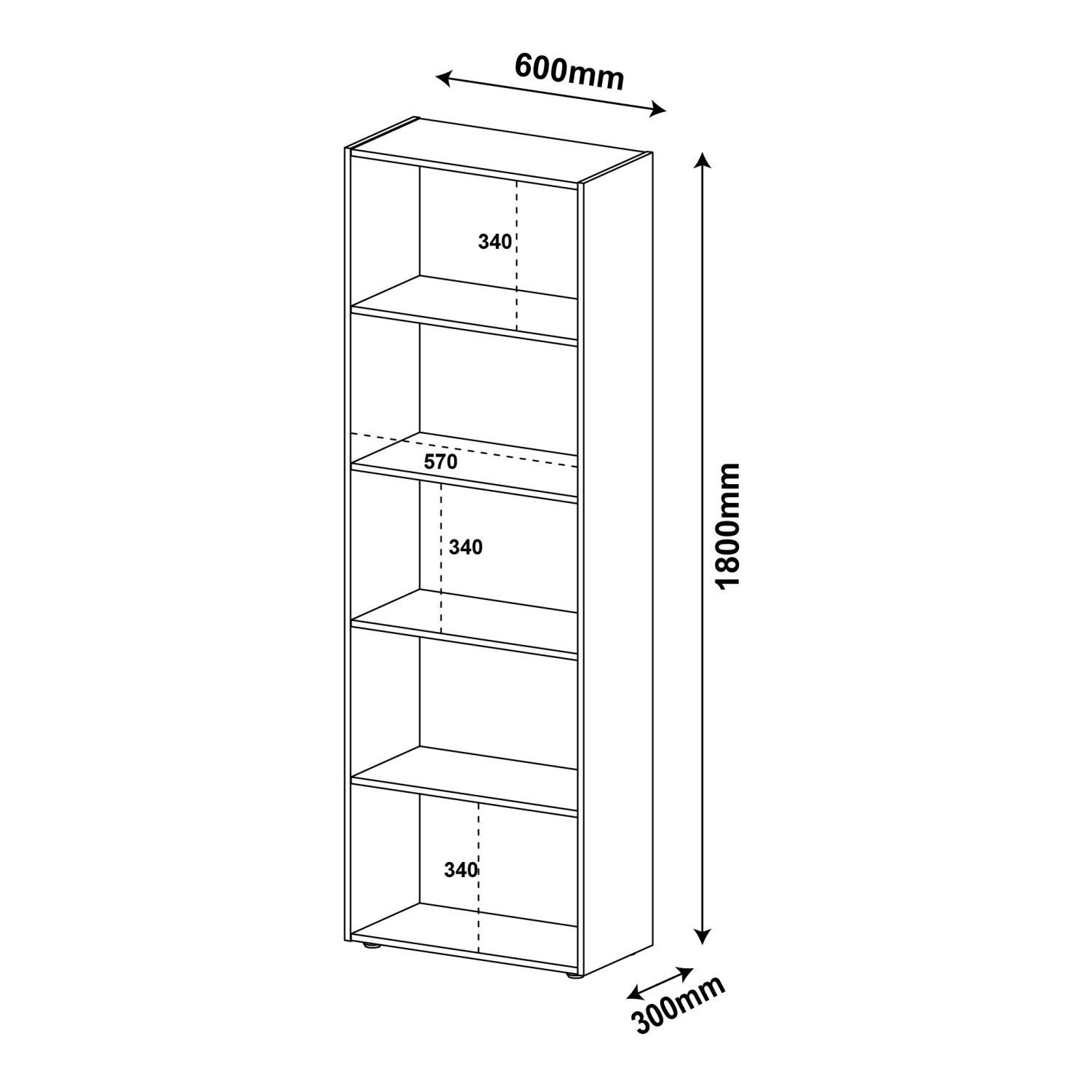 Estante para Livros 5 Prateleiras 180cmx60cm Multy - 4