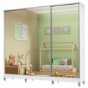 Ver imagem 2 de Guarda Roupa Infantil 100% Mdf Madesa Logan 3 Portas de Correr de Espelho com Pés - Branco