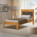 Ver imagem 2 de Cama de Solteiro de Madeira Imbuia Viena com Cabeceira Estofada Veludo Marrom