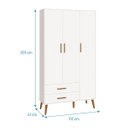 Ver imagem 5 de Guarda Roupa Infantil 3 Portas 2 Gavetas Isis Branco Acetinado Pés Retrô P/ Quarto de Bebê - Reller