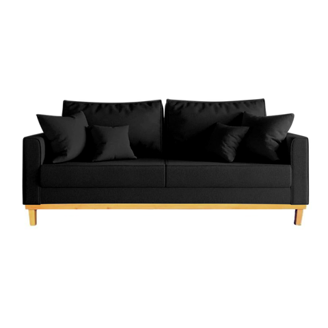 Sofá Beny 3 Lugares 180cm Base de Madeira Linho