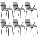 Ver imagem 1 de Kit 06 Cadeiras Estofada para Sala de Jantar com Braço Loft Preto C01 Courino Saturno Off White -