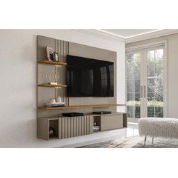 Painel Para Tv Até 65'' 3 Portas Led Bancada Suspensa Atena Fendi Naturale - Madetec - 4