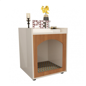 Mesa de Cabeceira com Cama Pet Integrada para Caes e Gato