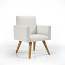 Ver imagem 2 de Kit 4 Poltronas Decorativa Cadeira Escritório Recepção Linho Cor:Linho Bege