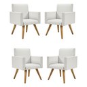 Ver imagem 1 de Kit 4 Poltronas Decorativa Cadeira Escritório Recepção Linho Cor:Linho Bege