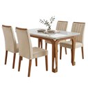 Ver imagem 1 de Conjunto Sala de Jantar Mesa 1,20m com Vidro Nadine 4 Cadeiras Sofia