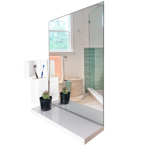 Espelheira Retangular 30x40cm com uma Prateleira MDF Branca