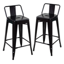 Ver imagem 1 de Kit 2 Banquetas Altas Industriais Pretas em Aço 76cm com Encosto – Modelo Iron Tolix