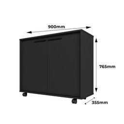 Armário para Escritório Baixo 2 Portas 2 Prateleiras com Rodízios MDP 12mm - 3