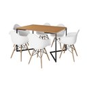 Ver imagem 2 de Mesa Jantar Industrial Canela Retangular 137x90cm Base V Ferro Preto com 6 Poltronas Eames Eiffel Br