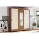 Ver imagem 2 de Guarda Roupa Solteiro 3 Portas Correr Espelho 2 Gavetas Henn B376 Nature Off White 199,5cm