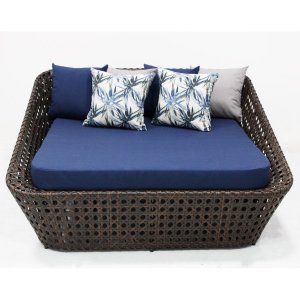 Sofá Chaise Concha Quadrada de Fibra Sintética para Jardim Varanda Sala e Piscina