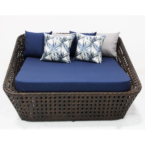 Sofá Chaise Concha Quadrada de Fibra Sintética para Jardim Varanda Sala e Piscina