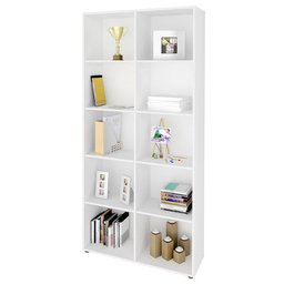 Mesa Escrivaninha em L Malu e Estante Livreiro 90x187cm Lean A06 Branco - Mpozenato - 7