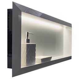 Nicho Porcelanato Branco Polido Borda Diamante 60x32cm Led - 2
