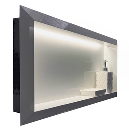 Nicho Porcelanato Branco Polido Borda Diamante 60x32cm Led - 5