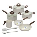 Ver imagem 1 de Jogo de Panelas Antiaderente Ceramic Life Smart Plus Vanilla 8 Peças - Brinox 4791/102 2253/321