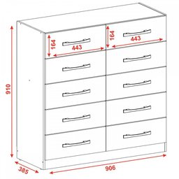 Cômoda 10 Gavetas Torres - Panorama Móveis - 3 Cômoda 10 Gavetas Torres - Panorama Móveis - 3