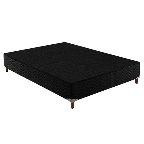 Cama Box Base Casal Sommier Rústico Bordado Black (138x188x30) - Paropas