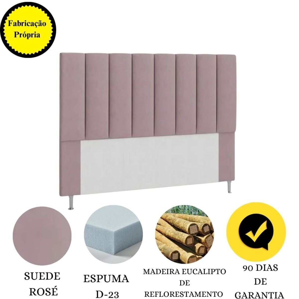 Cabeceira Estofada Cama Box Solteiro 90 Cm Carla Suede Rosê - 4