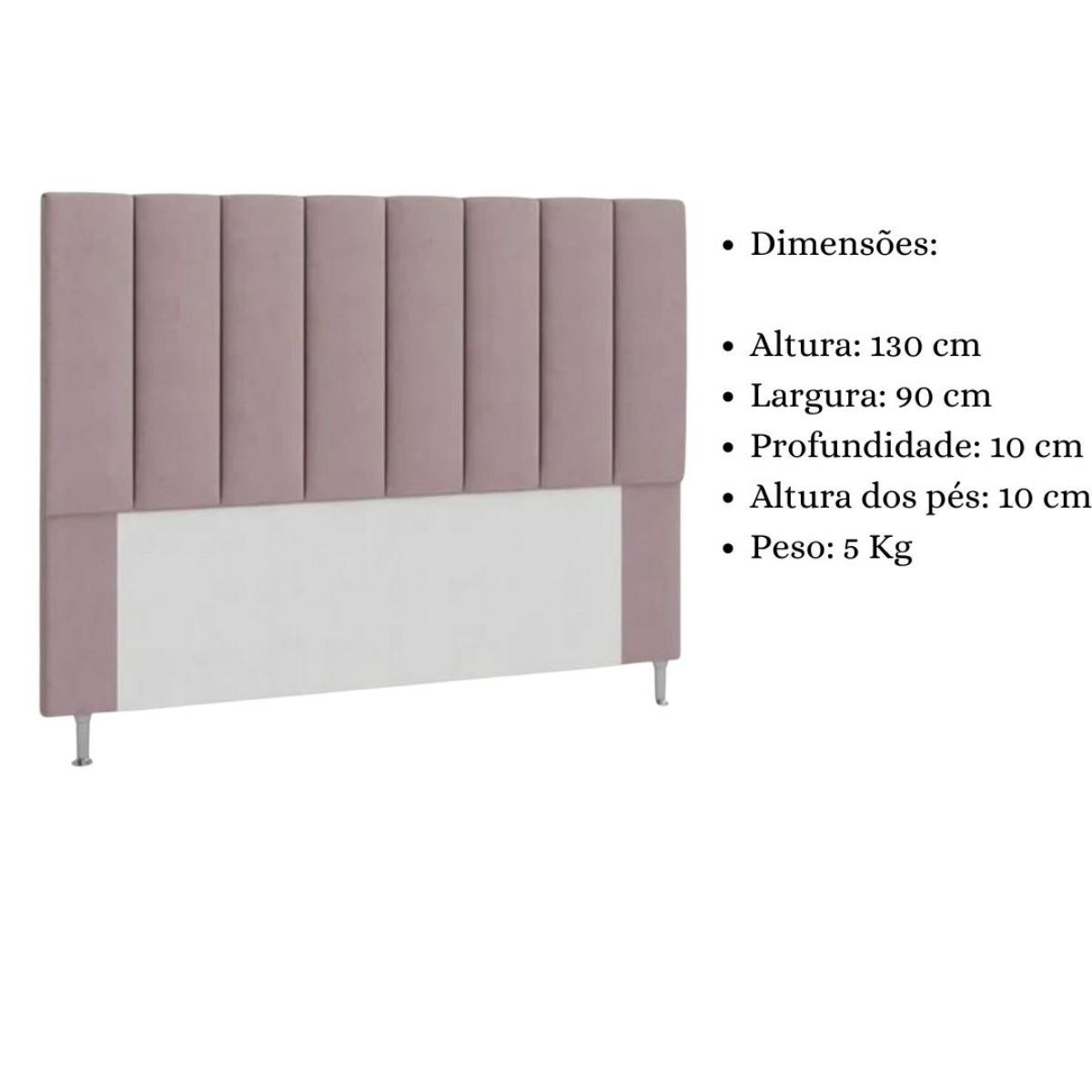 Cabeceira Estofada Cama Box Solteiro 90 Cm Carla Suede Rosê - 6