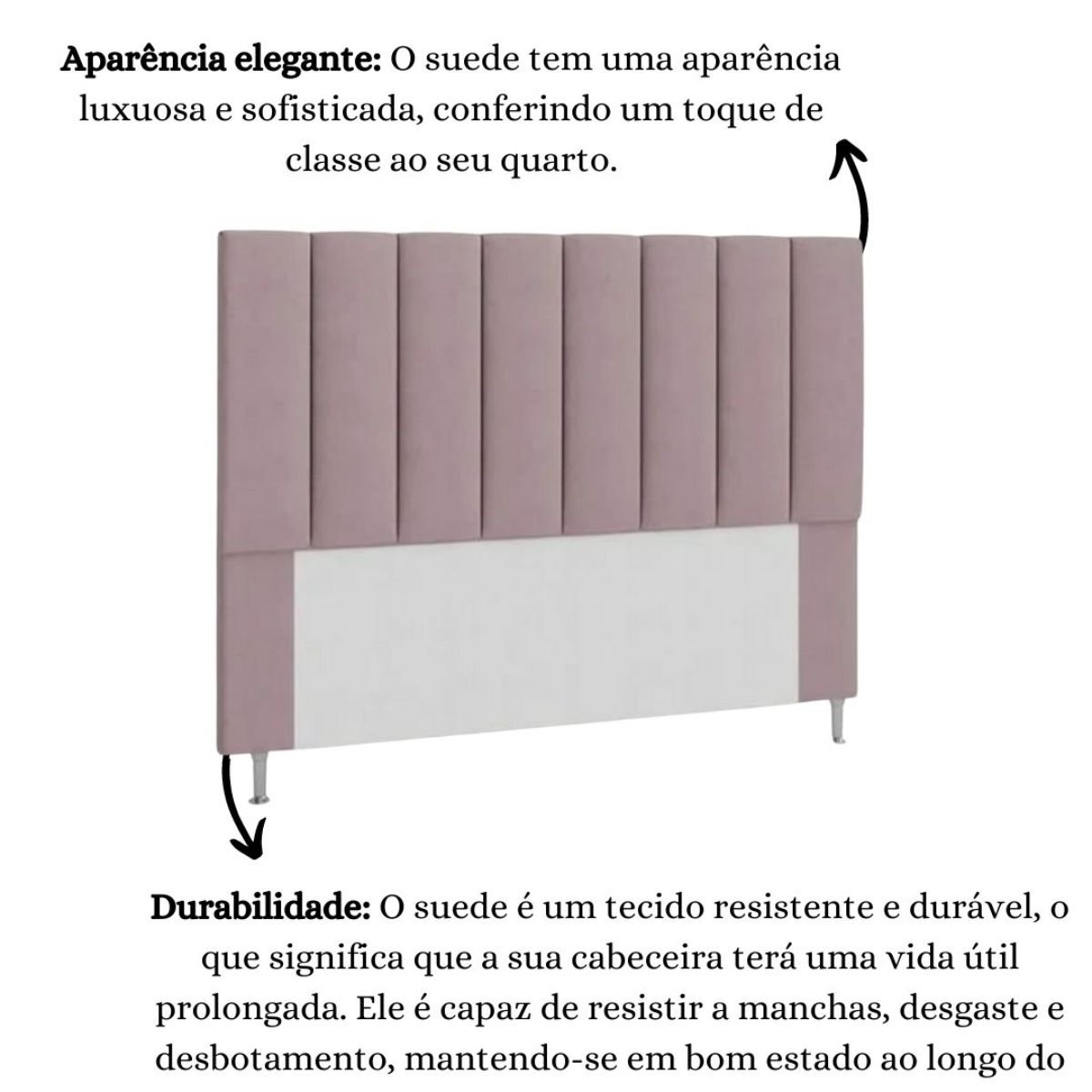 Cabeceira Estofada Cama Box Solteiro 90 Cm Carla Suede Rosê - 5