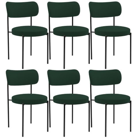 Kit 06 Cadeiras Estofadas para Sala de Jantar Louise L02 Suede Verde Musgo - Lyam Decor