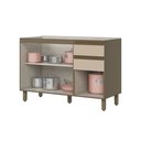 Ver imagem 4 de Balcão 120cm 3 Portas 2 Gavetas com Tampo 100% MDF Aurora Espresso Móveis