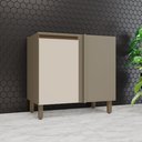 Ver imagem 1 de Balcão Canto Reto 1 Porta com Tampo 100% MDF Aurora Espresso Móveis Bege/Duna/Cristal