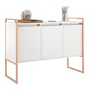 Ver imagem 1 de Buffet Aparador 3 Portas Industrial MDP 120cm Branco Cobre Casah