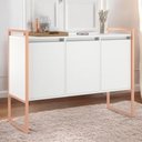 Ver imagem 4 de Buffet Aparador 3 Portas Industrial MDP 120cm Branco Cobre Casah