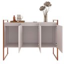 Ver imagem 3 de Buffet Aparador 3 Portas Industrial MDP 120cm Branco Cobre Casah