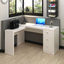 Ver imagem 3 de Conjunto 5 Peças com 1 Mesa para Escritório em L, 1 Gaveteiro, 2 Armários Baixo e 1 Armário Alto Branco