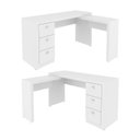 Ver mais imagens de Kit 5 Peças com 1 Mesa para Escritório em L, 1 Gaveteiro, 2 Armários Baixo e 1 Armário Alto