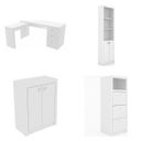 Ver imagem 2 de Conjunto 5 Peças com 1 Mesa para Escritório em L, 1 Gaveteiro, 2 Armários Baixo e 1 Armário Alto Branco