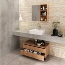 Ver imagem 1 de Gabinete Rodizio para Banheiro com Espelheira 80cm Marrom
