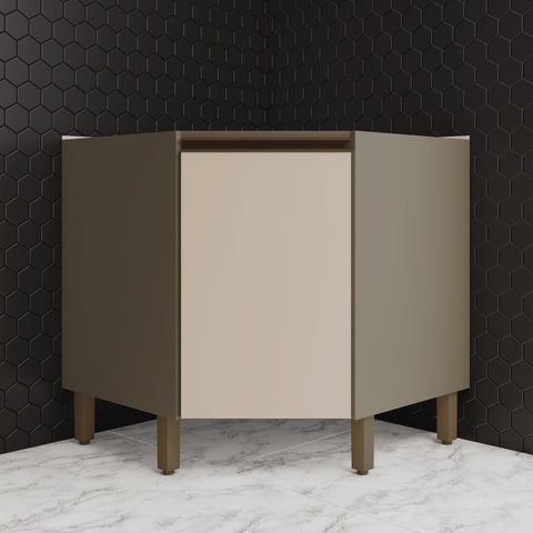 Balcão Canto Oblíquo 1 Porta com Tampo 100% MDF Aurora Espresso Móveis