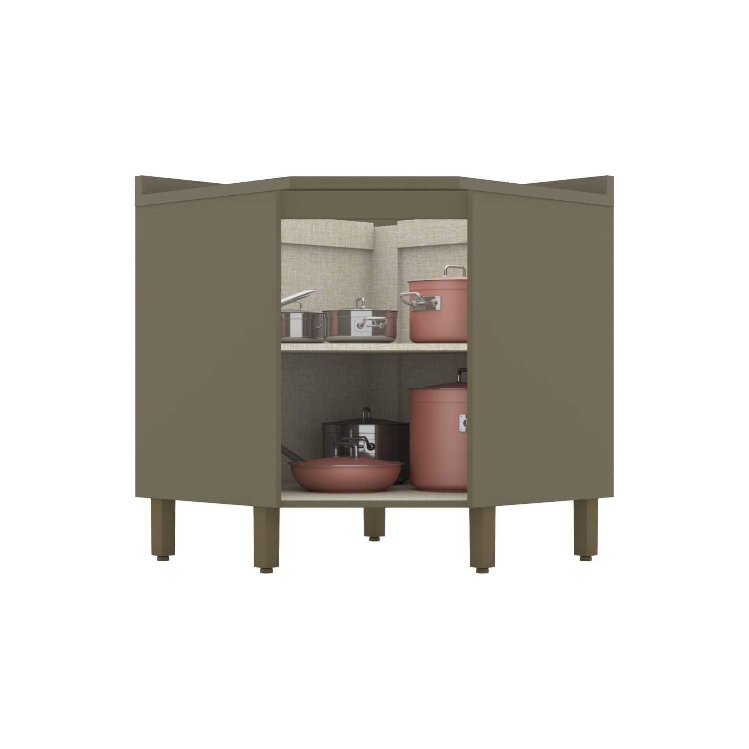 Balcão Canto Oblíquo 1 Porta com Tampo 100% MDF Aurora Espresso Móveis - 3